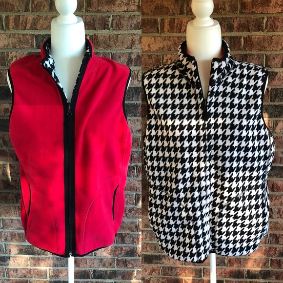 Kim Rogers Jackets & Blazers - {KIM ROGERS} Reversible Red + B|W Houndstooth Vest